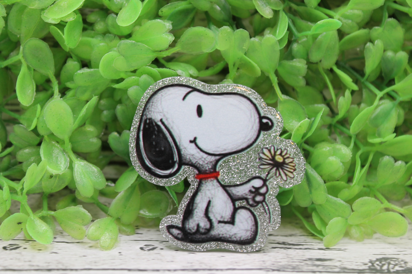 Flower & White Dog Badge Reel