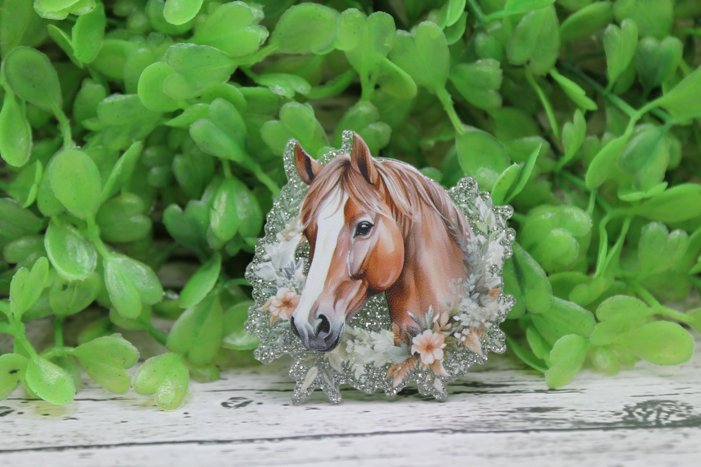 Floral Horse Badge Reel