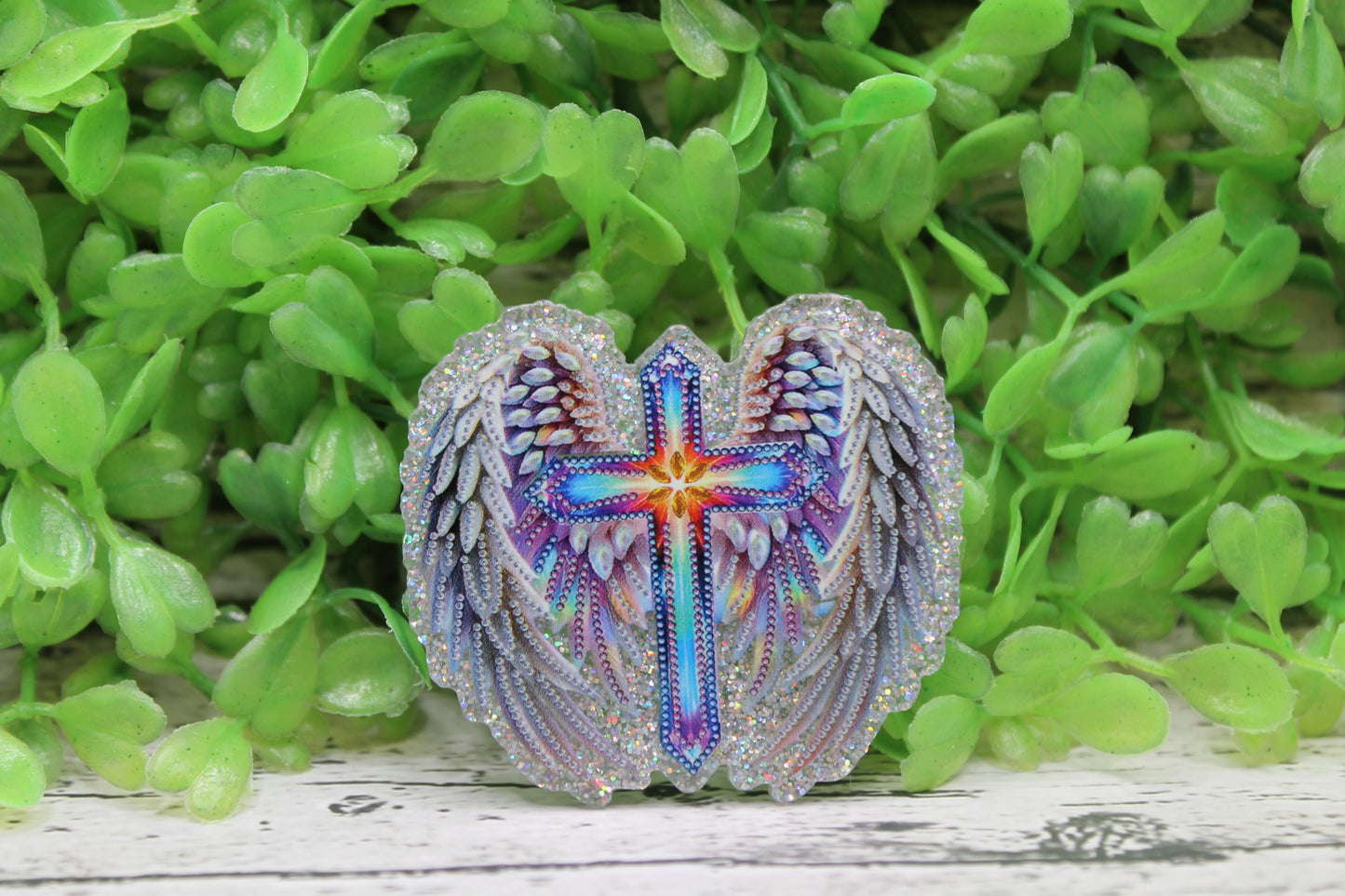 Cross with Wings Badge Reel