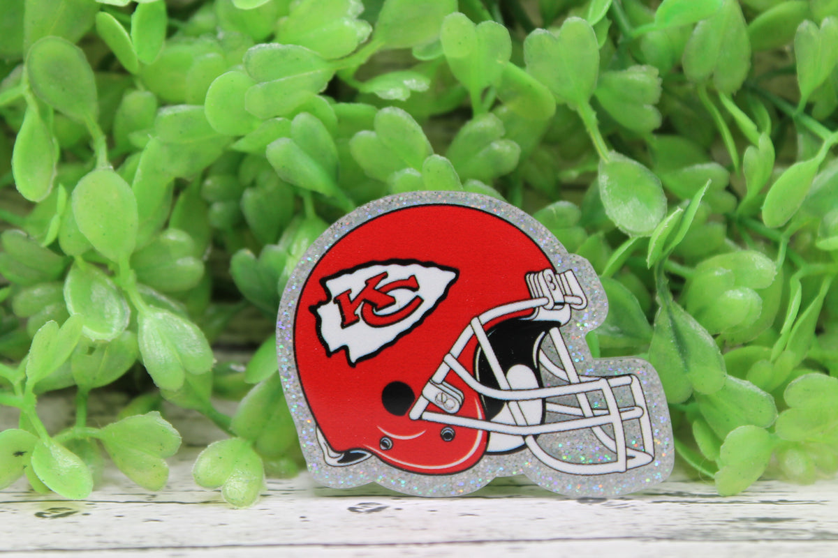 KC Chiefs Football Helmet Glitter Badge Reel