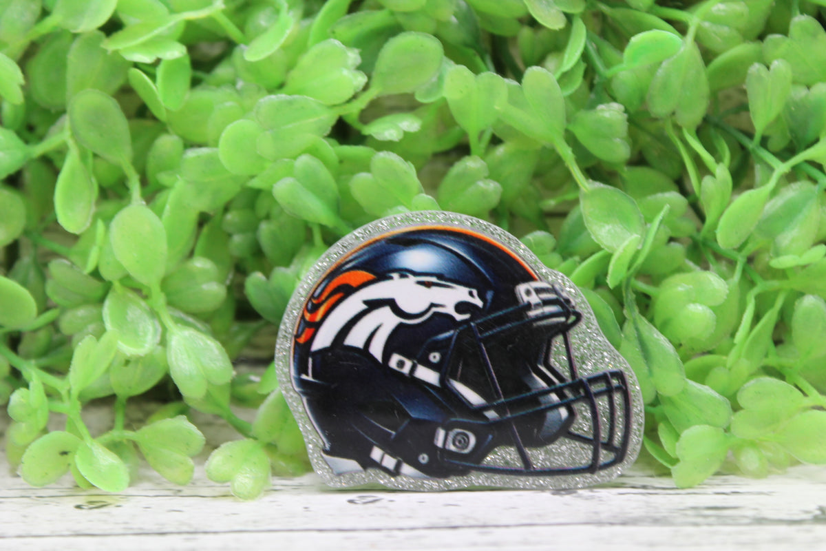 Denver Broncos Football Helmet Glitter Badge Reel
