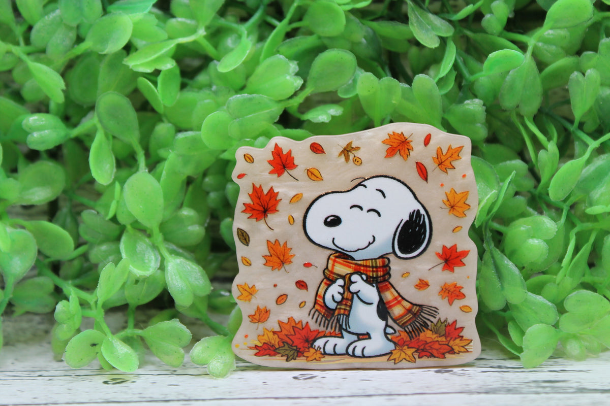 Fall White Dog Badge Reel