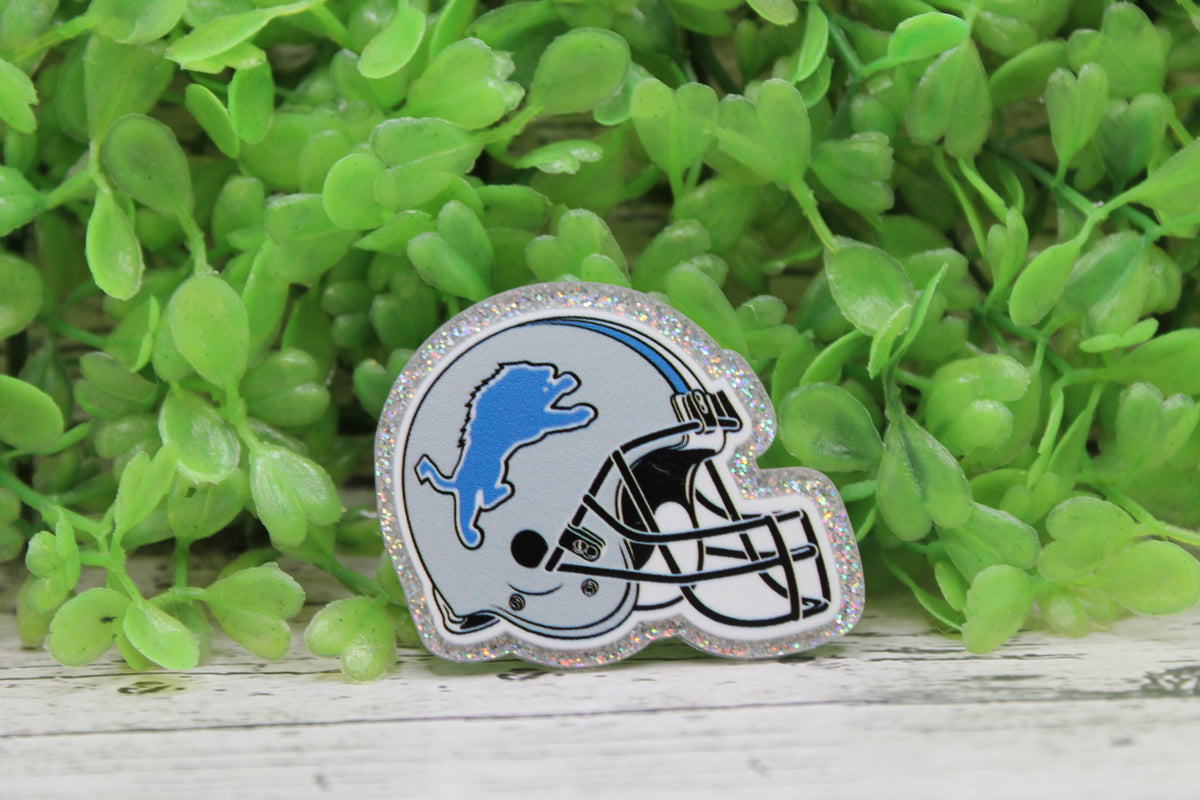 Detroit Lions Football Helmet Glitter Badge Reel