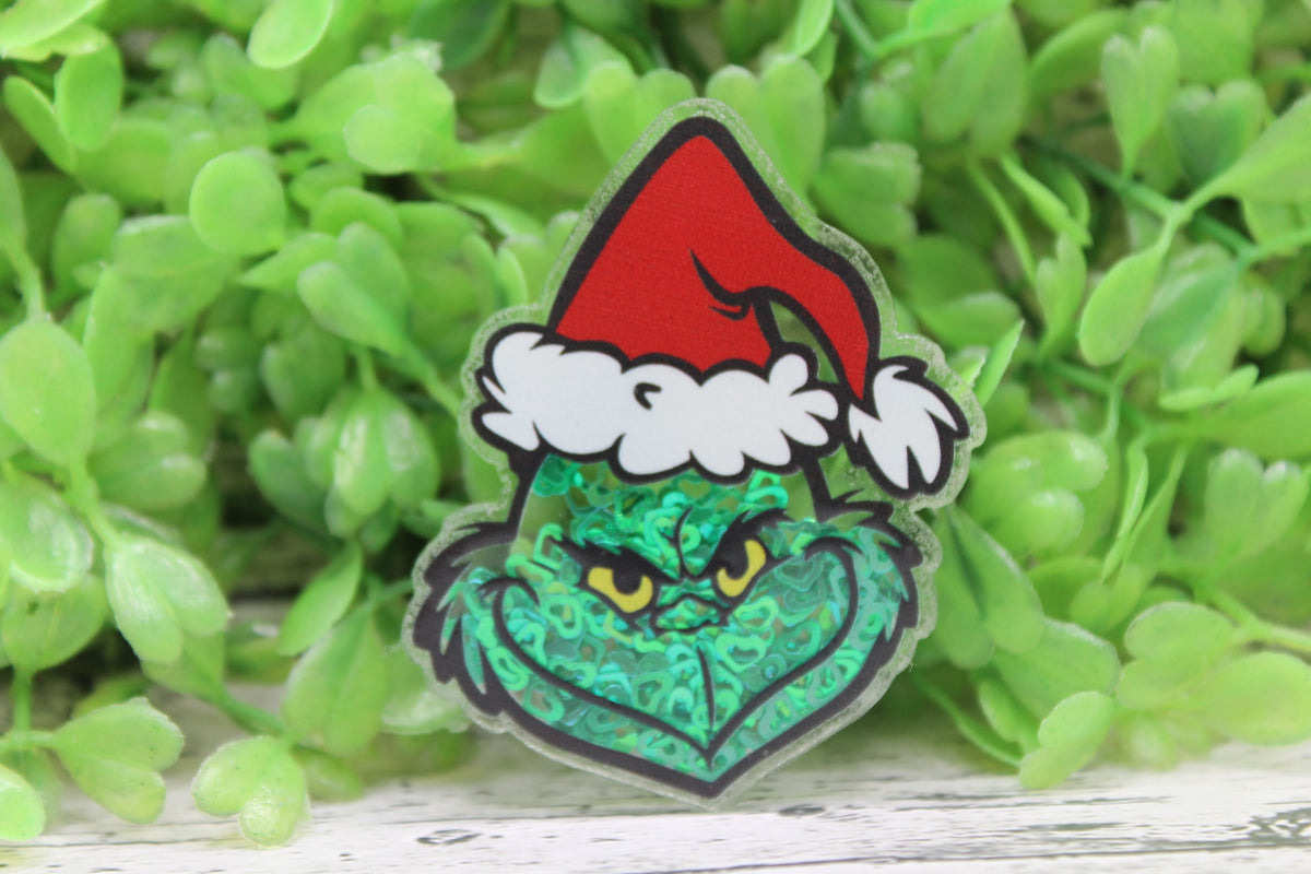 Santa Hat Green Guy Shaker Badge Reel