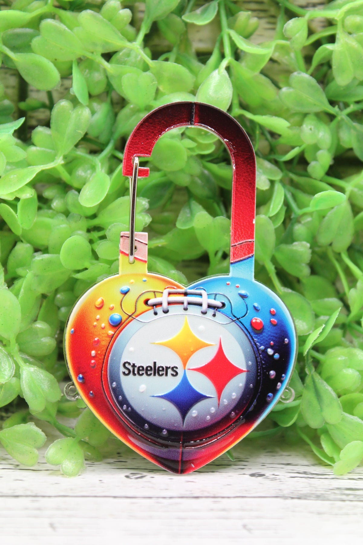 Steelers Football Heart Acrylic Clip