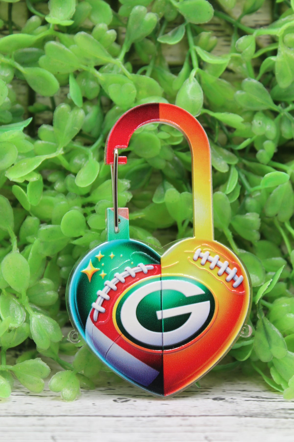 Packers Football Heart Acrylic Clip
