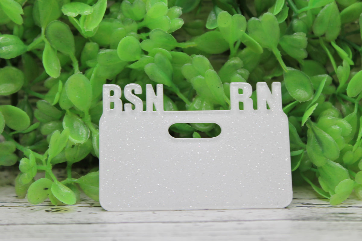 BSN RN - Registered Nurse White Shimmer Badge Accessory
