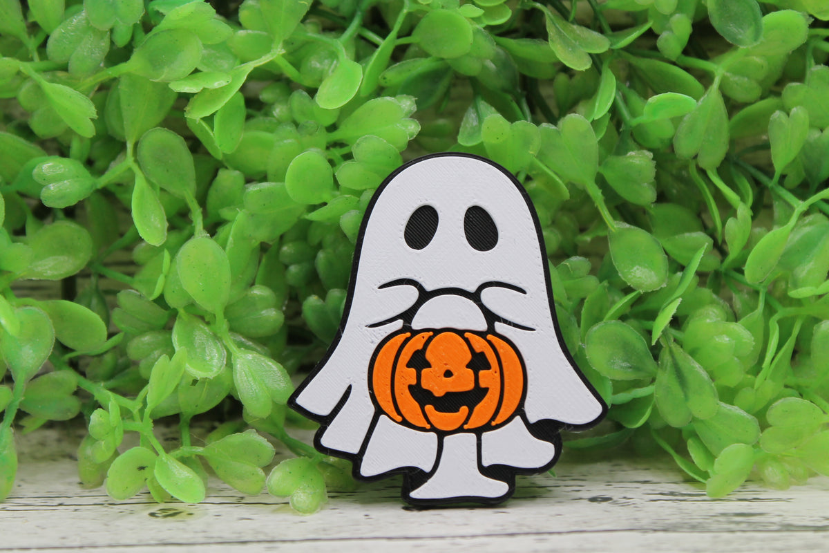 Ghost and Pumpkin Bucket 3D Badge Reel