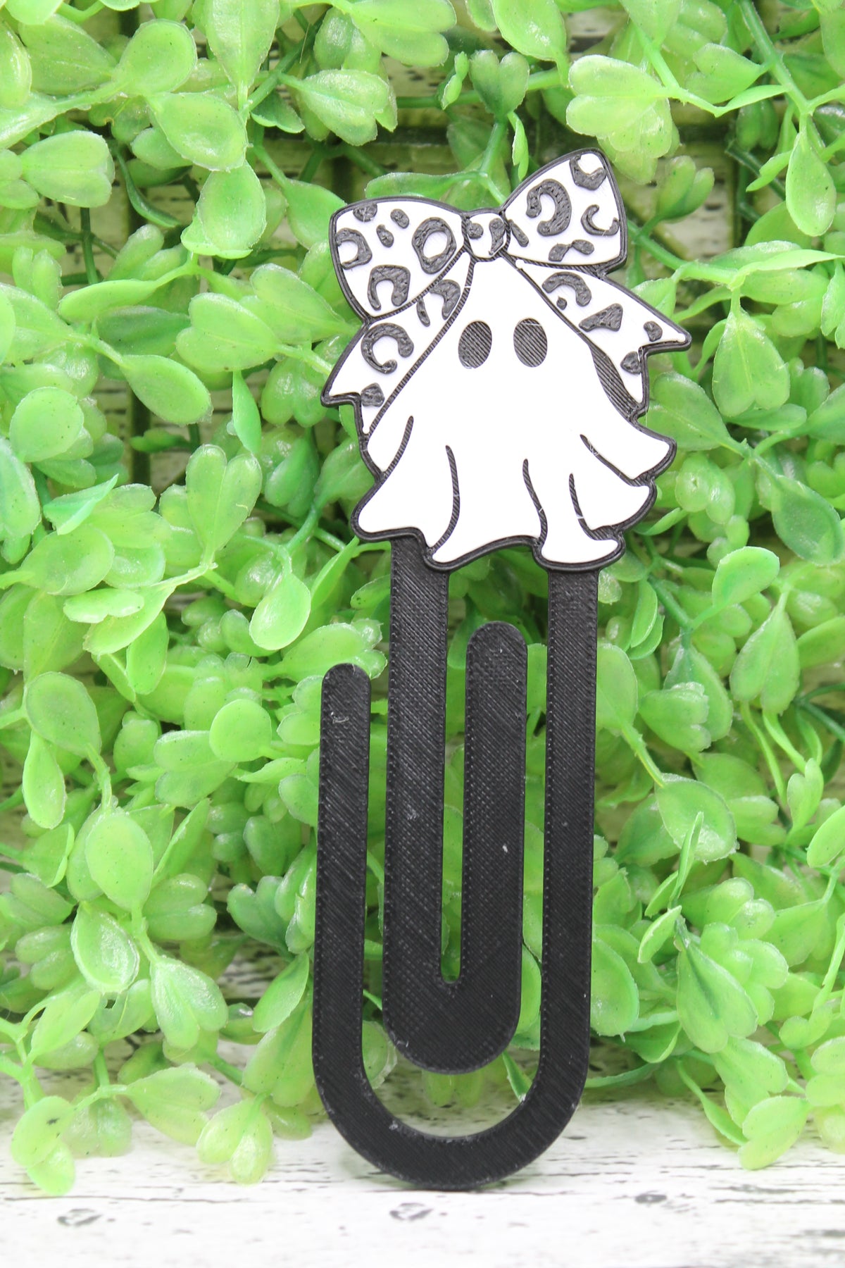 Ghost with Leopard Bow Bookmark or Jumbo Paperclip