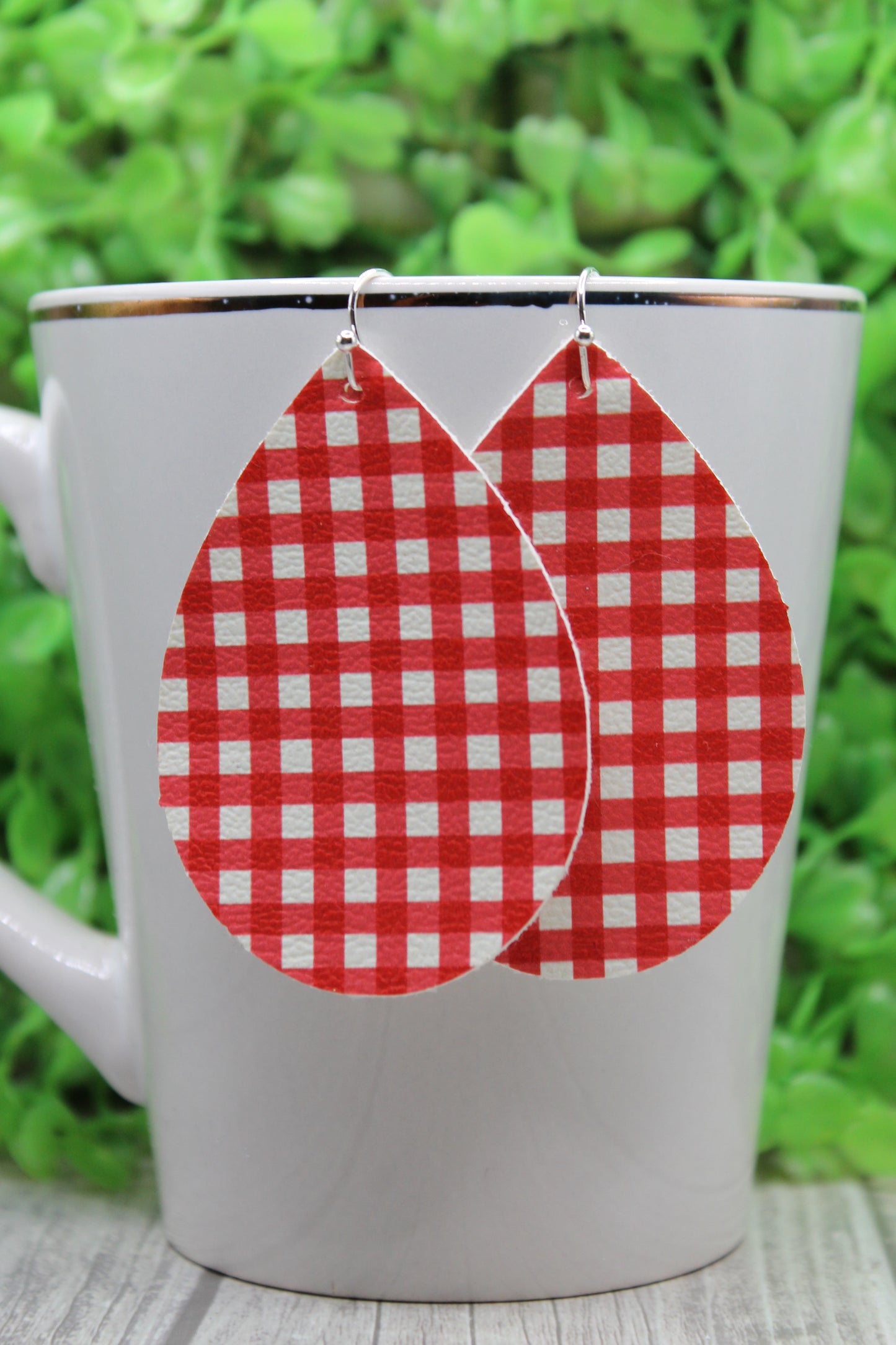 Red Gingham Teardrop Earrings