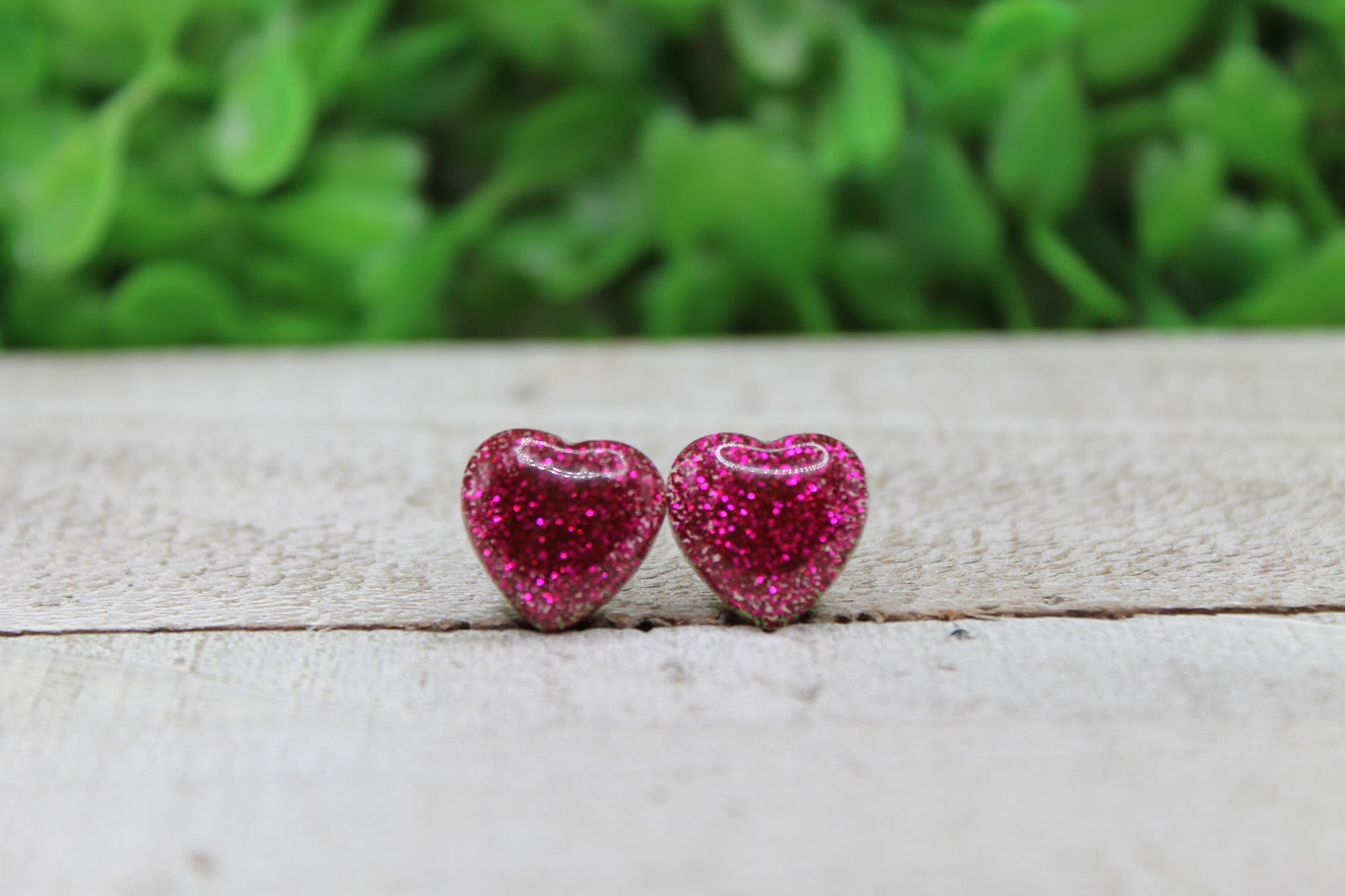 Pink Glitter Acrylic Heart Earrings