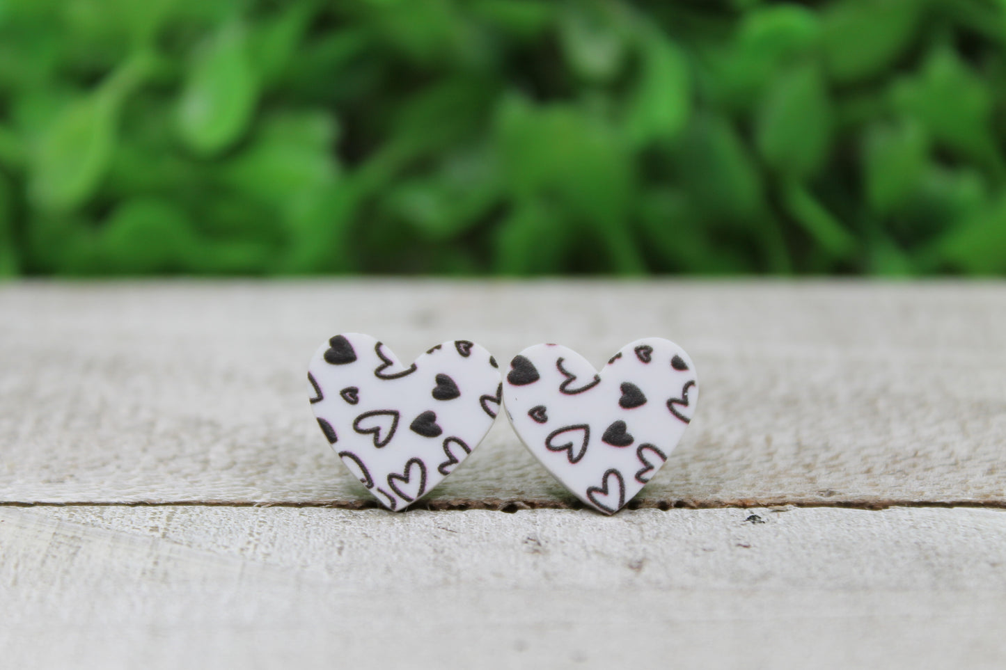 Doodle Hearts Acrylic Stud Earrings