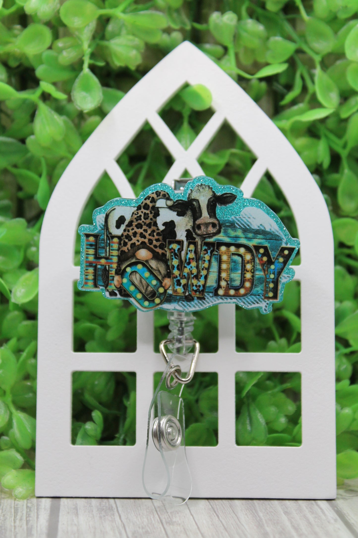 HOWDY Cow and Gnome Badge/ID Holder Reel