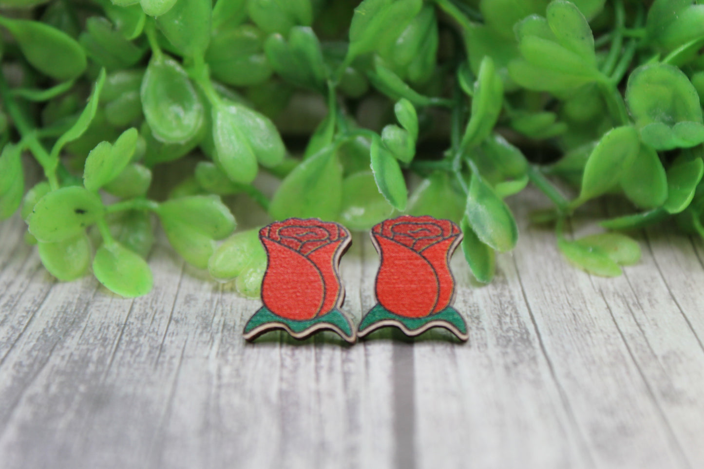 Red Roses Stud Earrings