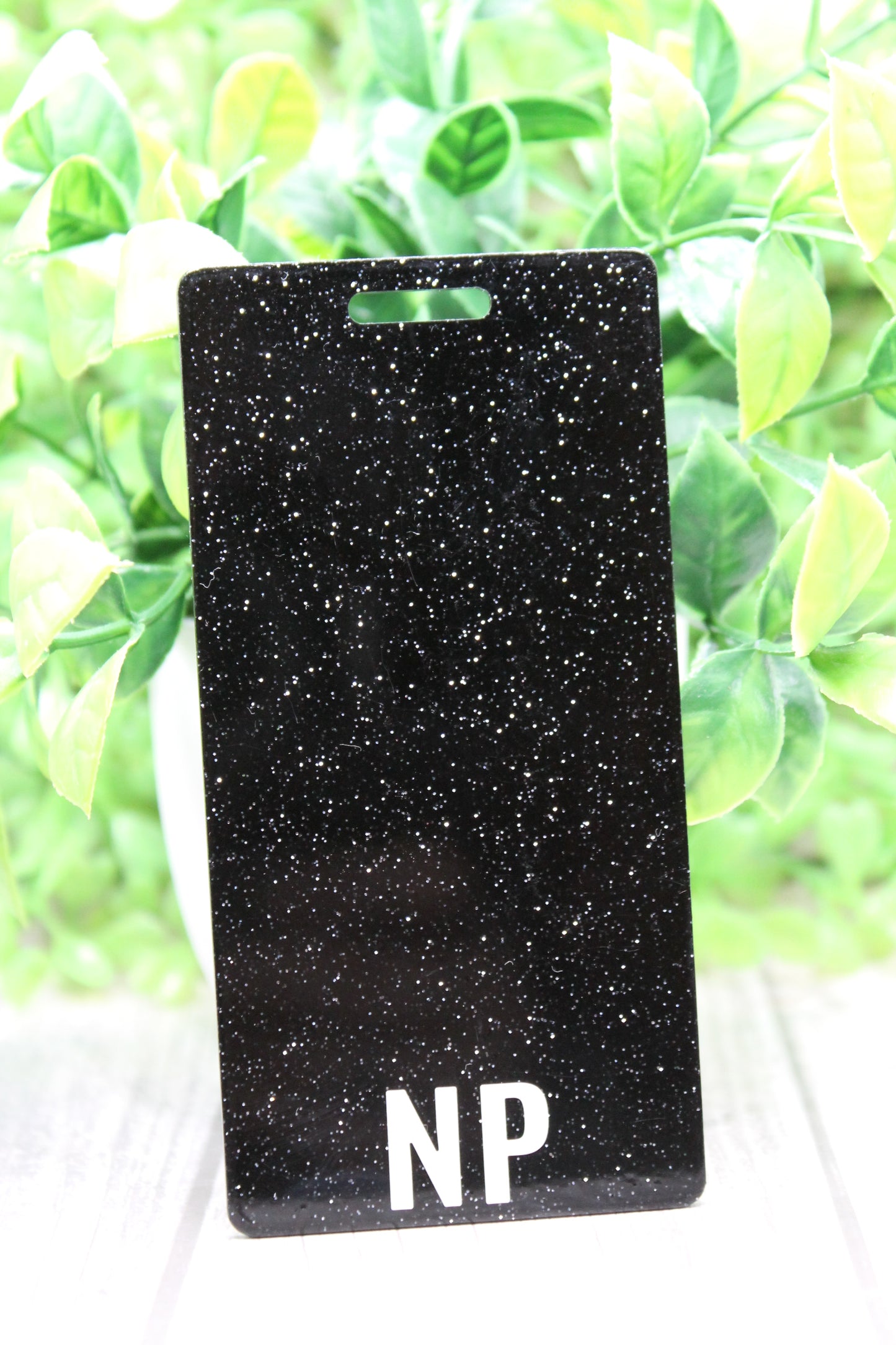 NP {Nurse Practitioner} Black Glitter Badge Buddy