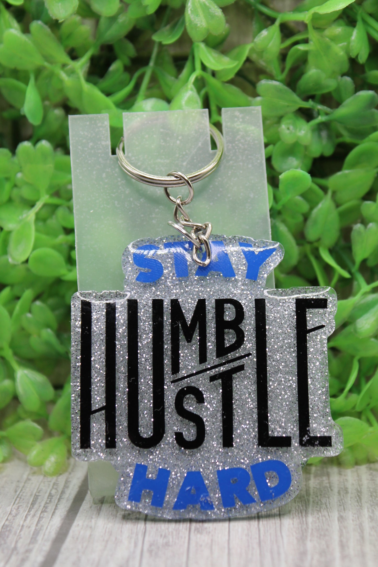 Stay Humble Hustle Hard Blue Acrylic Keychain