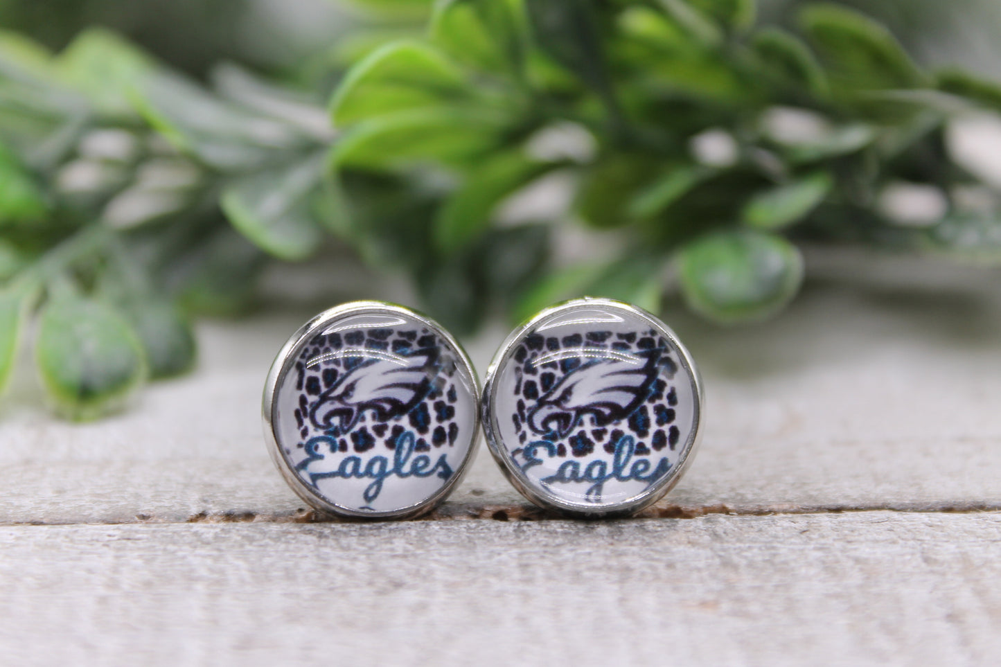 Football Philadelphia Eagles on Leopard Stud Earrings