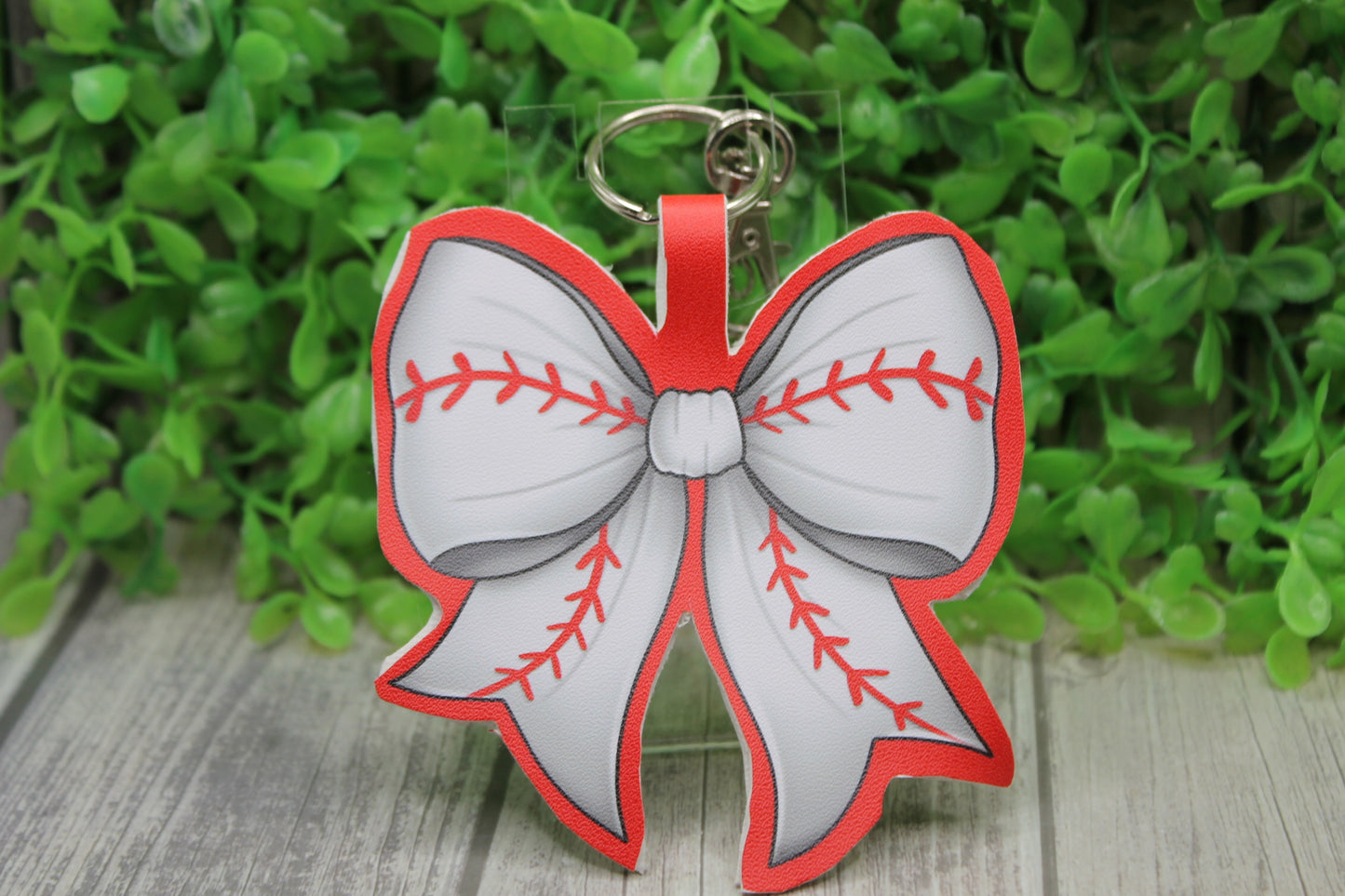 Baseball Bow Keychain or Bag Tag