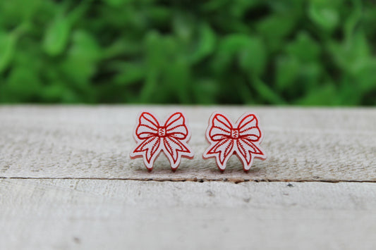 Baseball Bow Stud Earrings