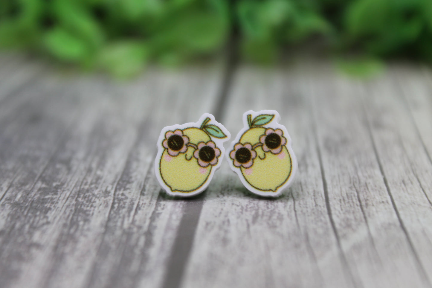 Lemons with Sunglasses Stud Earrings