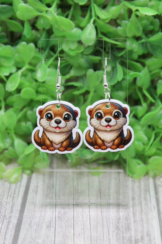 Baby Otter Mini Dangle Earrings
