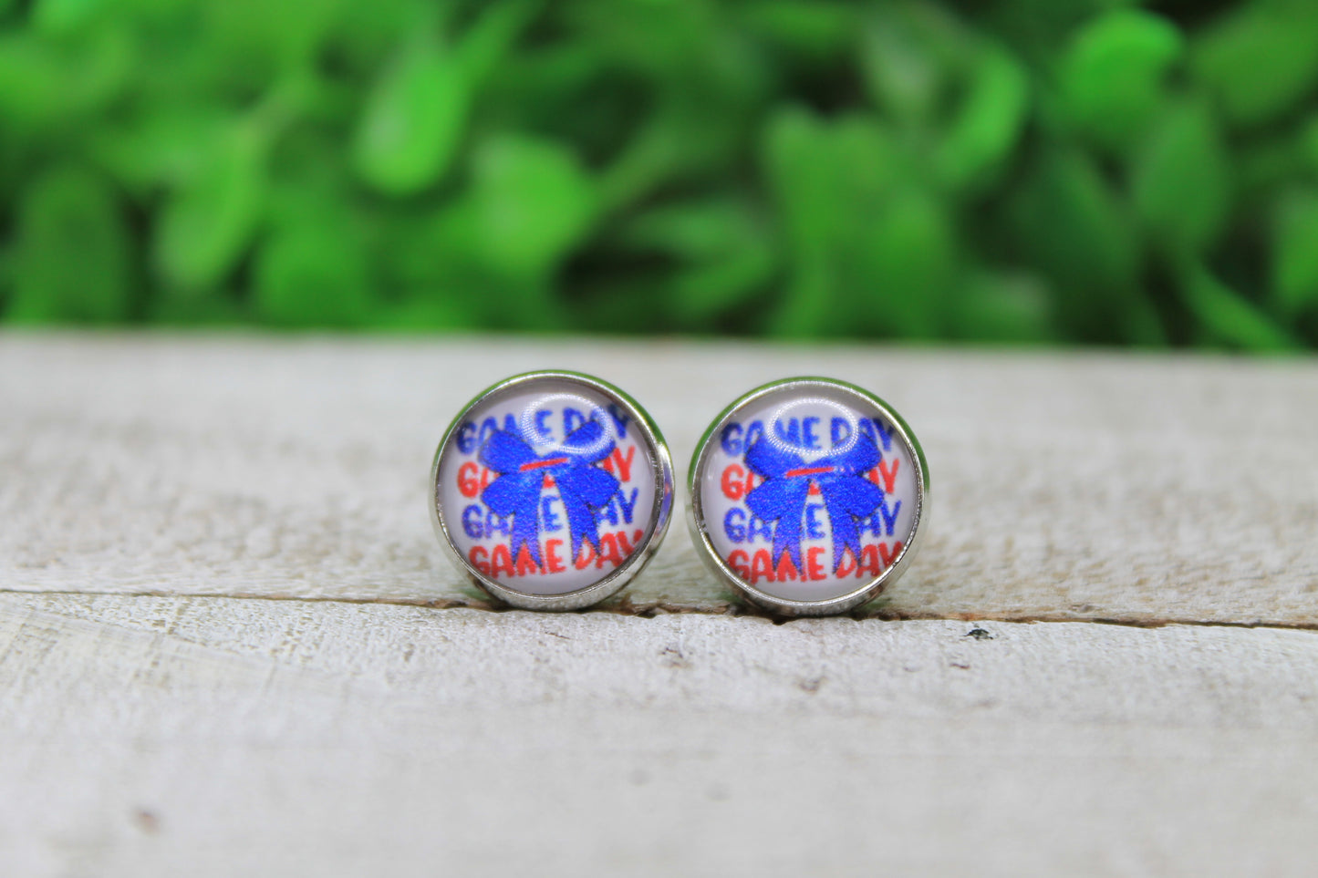 Buffalo Bills Game Day Bow Glass Stud Earrings