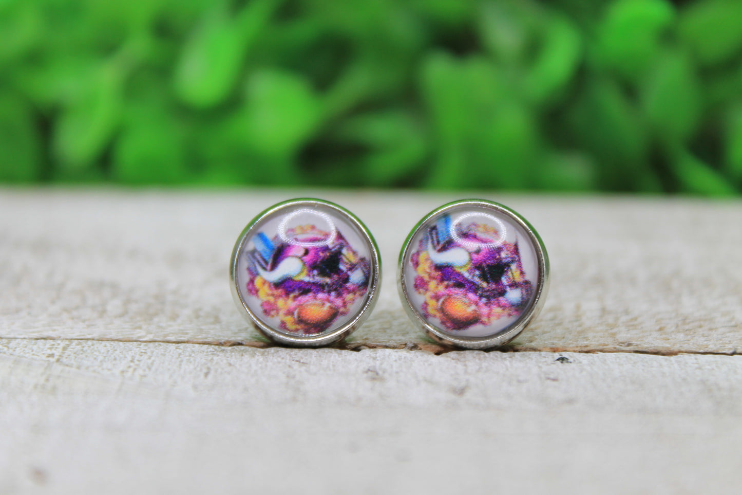 Vikings Helmet Glass Stud Earrings
