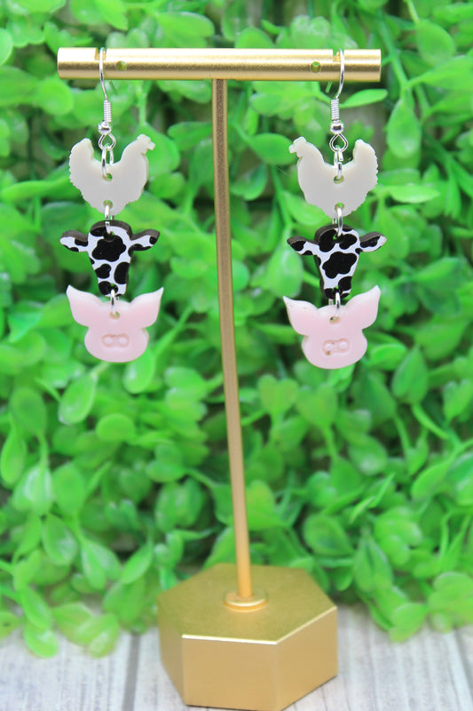 Barn Animal Trio Dangle Earrings