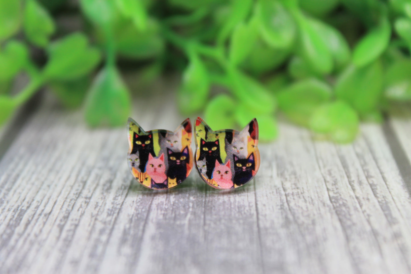 Cat Face Stud Earrings