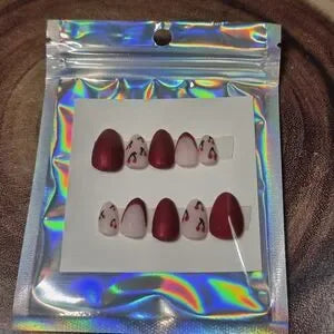 Cherry Matte Metallic Medium Almond Press-On Nails