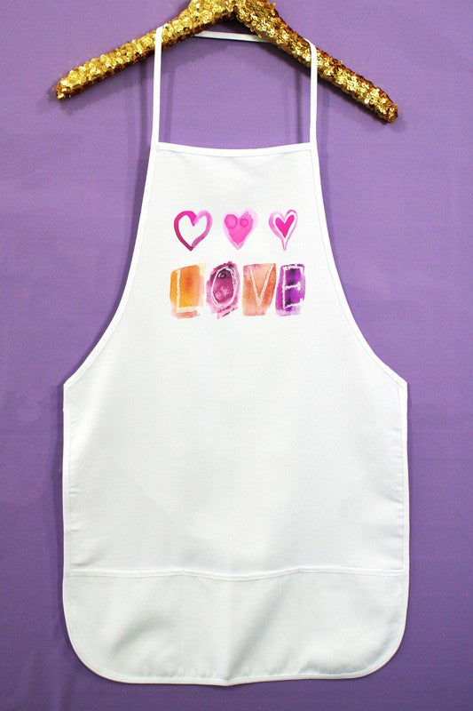 Watercolor Love Valentines Apron