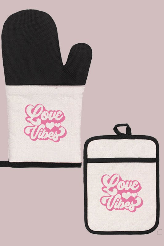 Valentine's Day Love Vibes Pink Oven Mitt Glove