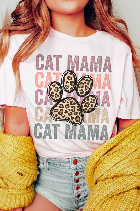 LEOPARD CAT MAMA GRAPHIC TEE