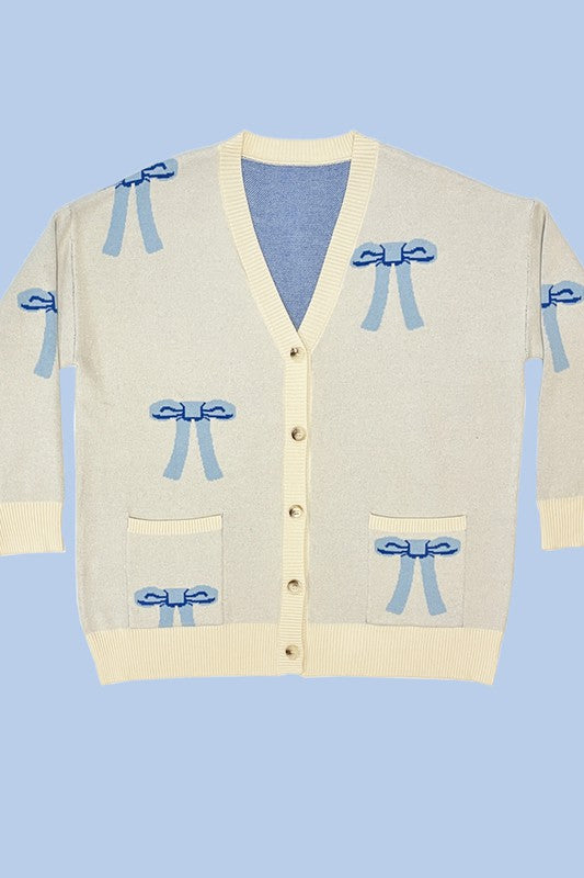 All over bow knit cardigan {Ships in 3-5 Business Days}