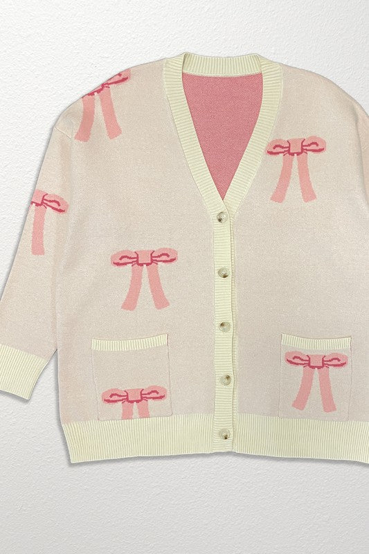 All over bow knit cardigan {Ships in 3-5 Business Days}