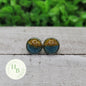 Gold & Blue Glitter Dome Stud Earrings