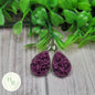 Plum Druzy Teardrop French Lever Earrings