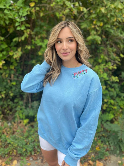 Merry Collar Embroidery Sweatshirt