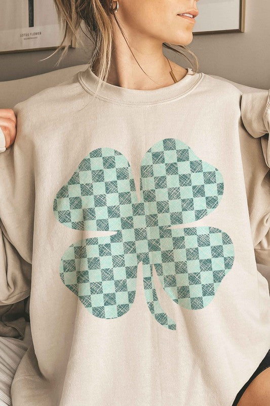 ST PATRICKS CLOVER CHECKER OVERSIZED SWEATSHIRT