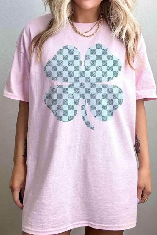 ST PATRICKS CLOVER CHECKER OVERSIZED TEE