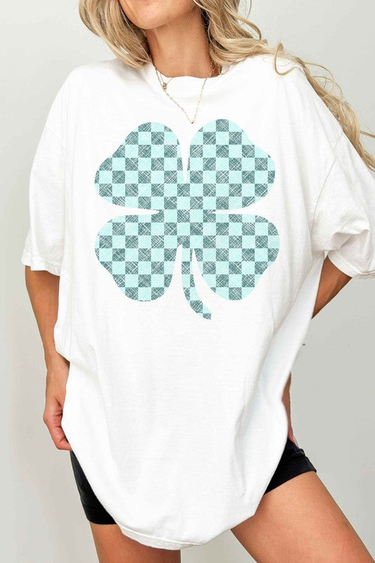 ST PATRICKS CLOVER CHECKER OVERSIZED TEE