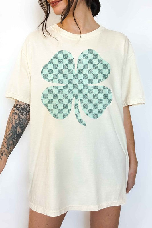 ST PATRICKS CLOVER CHECKER OVERSIZED TEE