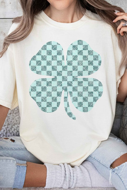 ST PATRICKS CLOVER CHECKER GRAPHIC TEE