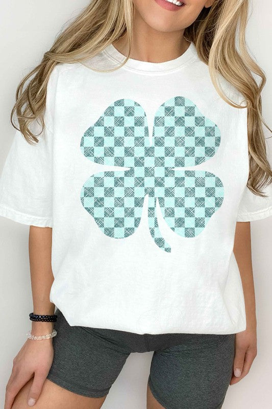 ST PATRICKS CLOVER CHECKER GRAPHIC TEE