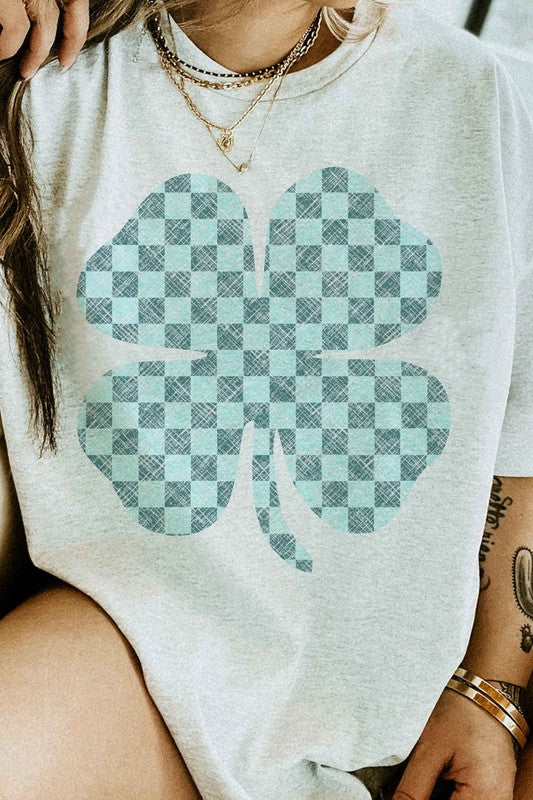 ST PATRICKS CLOVER CHECKER GRAPHIC TEE