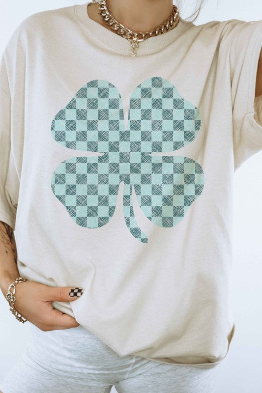 ST PATRICKS CLOVER CHECKER GRAPHIC TEE