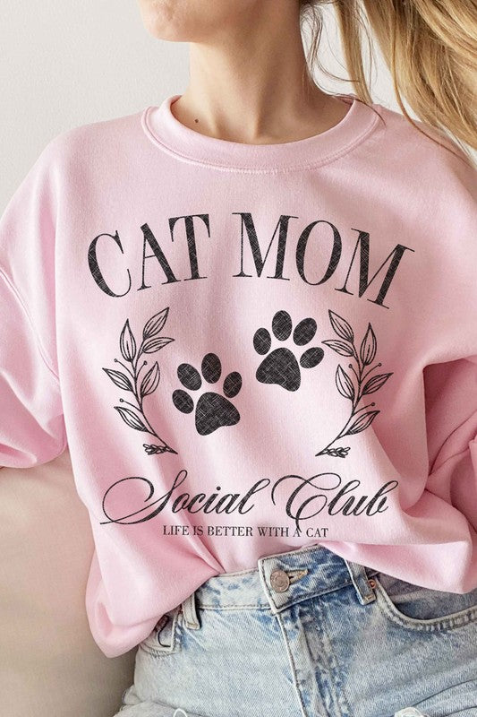 CAT MOM SOCIAL CLUB GRAPHIC SWEATSHIRT