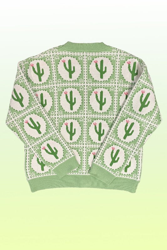 PLUS SIZE Cactus tiled knit cardigan {Ships in 3-5 Business Days}