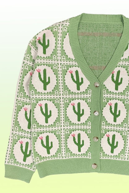 PLUS SIZE Cactus tiled knit cardigan {Ships in 3-5 Business Days}