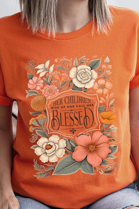 Blessed Floral Graphic T Shirts